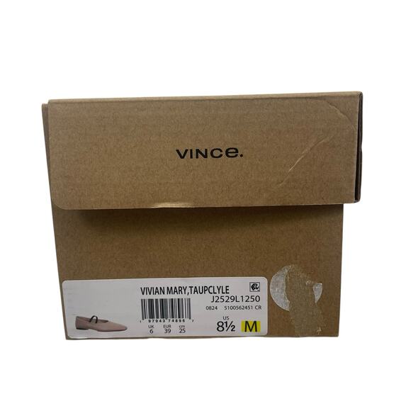 Vince Vivian Nappa Leather Mary Jane Flats Taupe Clay Size 8.5M - Picture 14 of 14